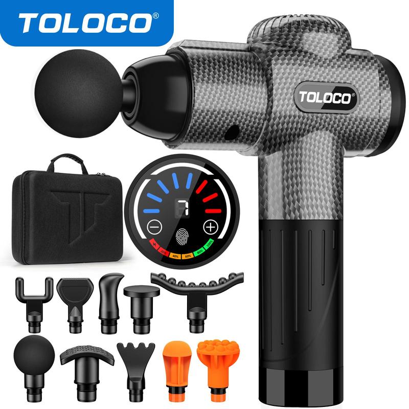 TOLOCO Quiet Deep Tissue Percussion Massage Gun for Athletes ,Birthday Christmas Gifts for Women Men,with 10 Interchangeable Attachments massage head