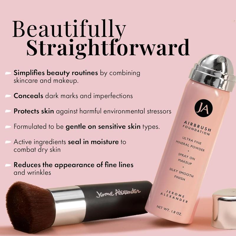 MagicMinerals AirBrush Foundation,2pc Set with Airbrush Foundation and Kabuki Brush,Spray Makeup with Anti-aging Ingredients for Smooth Skin Cosmetic