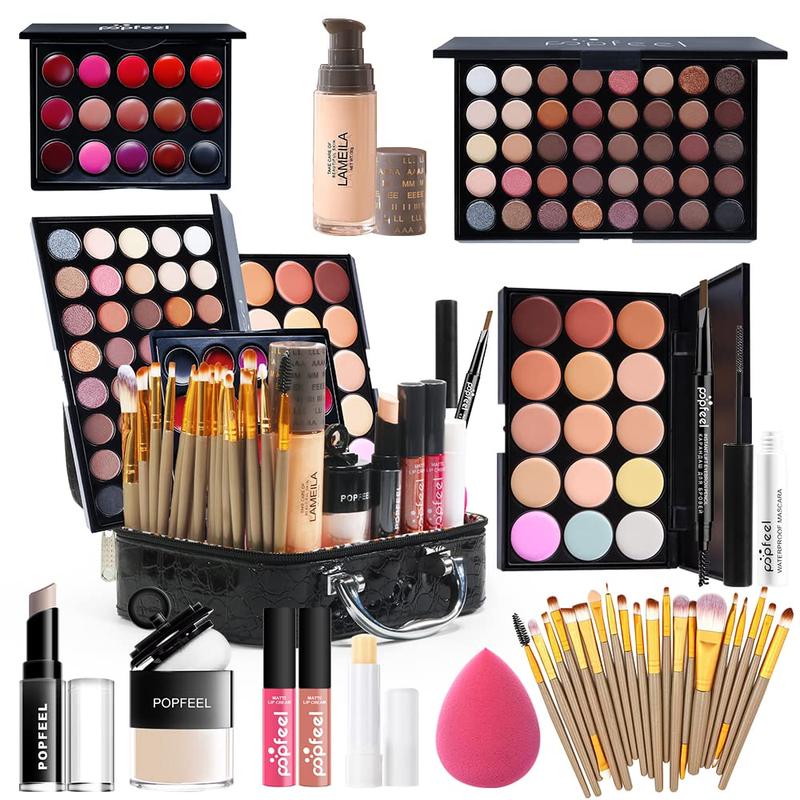 All in One Multipurpose Makeup Kit for Women -Makeup Brush Set,Eyeshadow Palette,Lip Gloss Set, Makeup Bag,Eyebrow Pencil,Mascara and  Makeup (KT18)