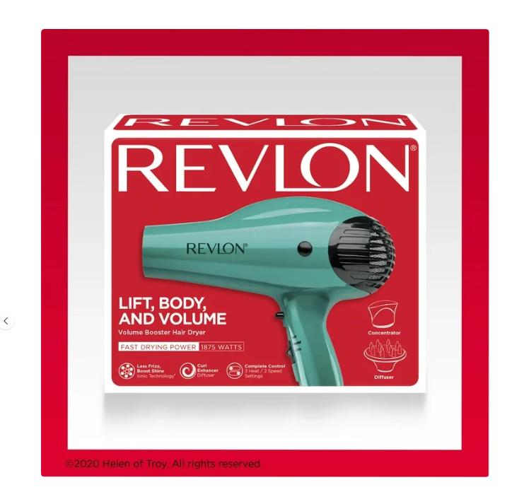 Revlon 1875W IONIC Volume Booster Hair Dryer, Green-Secador de pelo Revlon 1875W IONIC Volume Booster, color verde