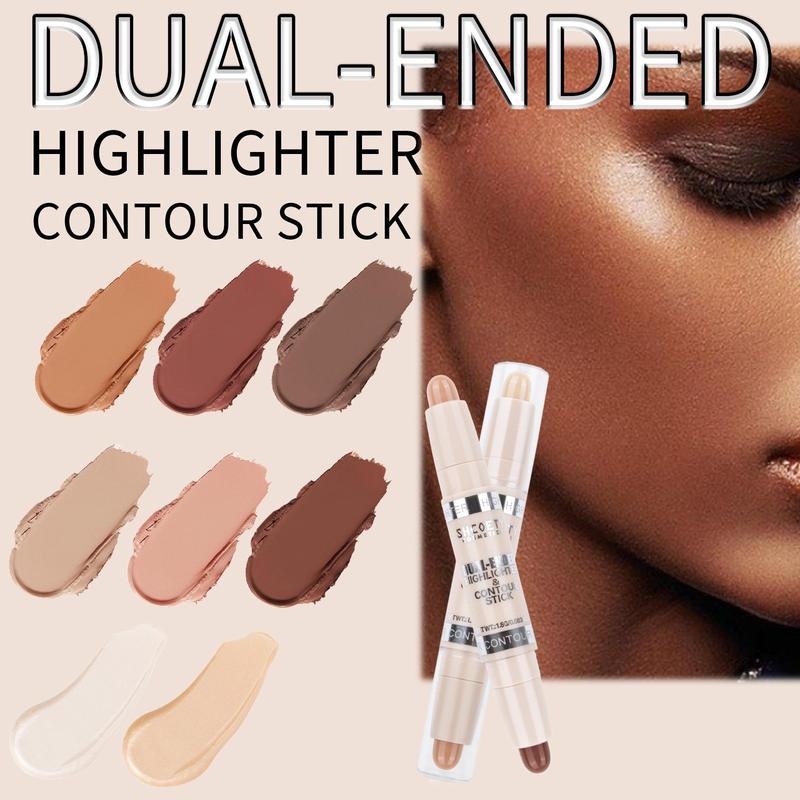 Double-ended Contour Stick, 4 Counts set Matte Finish Highlighting Makeup Pen for Nose Face, Facial Makeup Tool for Women & Girls