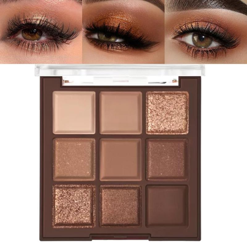 Neutral Brown Eye Shadow palette- Rose Gold Dark Brown Eyeshadow Palette Colorful 9 Colors,Shimmer Highly Pigmented Nude Eyeshadow Palette Makeup Naturing-Looking Long Lasting