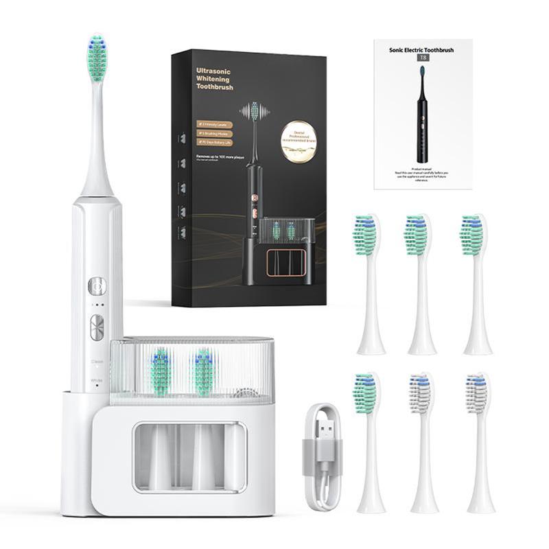 Electric Toothbrush for Adults, with 6 Replacement Brush Heads, Soft Bristle, 5 Modes,Waterproof Electronic Toothbrush, Dental Care Cleaning