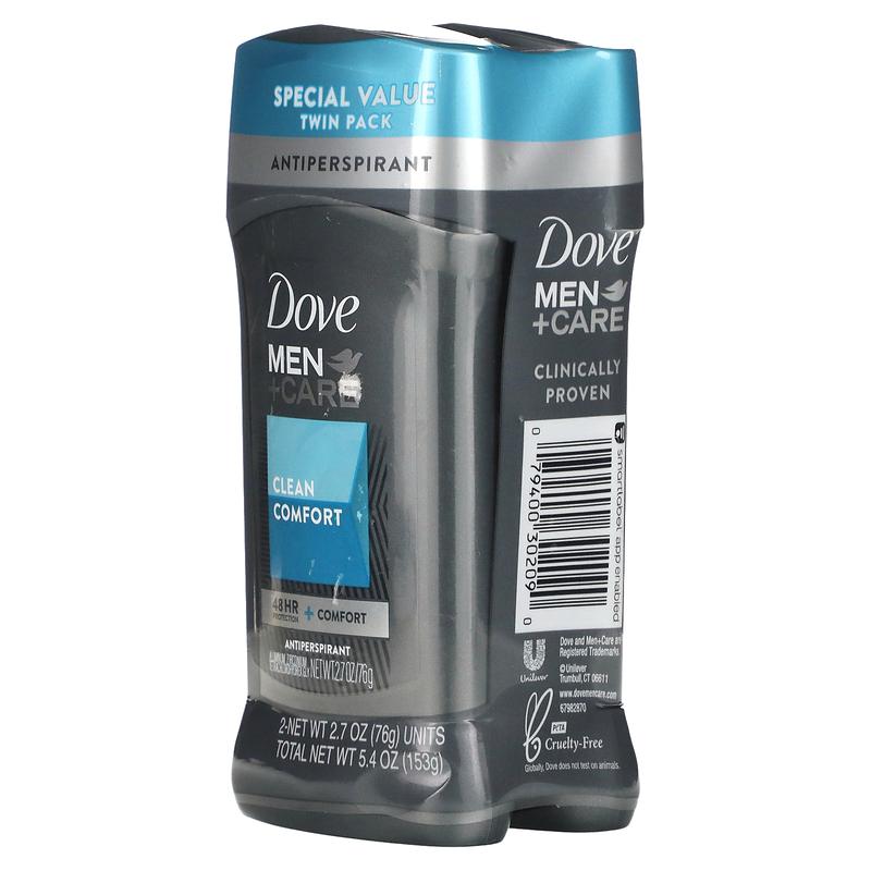 Dove Men+Care, Clean Comfort, Antiperspirant Deodorant, 2 Pack, 2.7 oz (76 g) Each