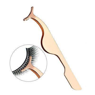 False Eyelashes Applicator Tool Eyelash Extension Tweezers Remover Clip Tweezers Nipper (Golden)