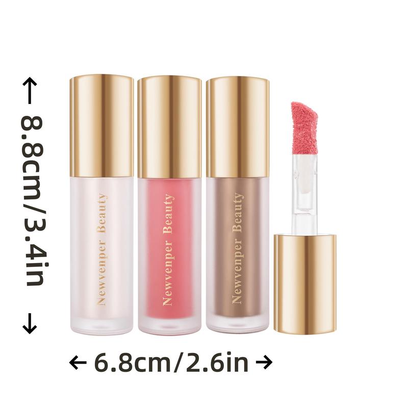 Long-lasting Liquid Highlighter, 3 Counts set Liquid Blush, Liquid Contour, Natural Glow Liquid Luminizer Suitable for Face & Body