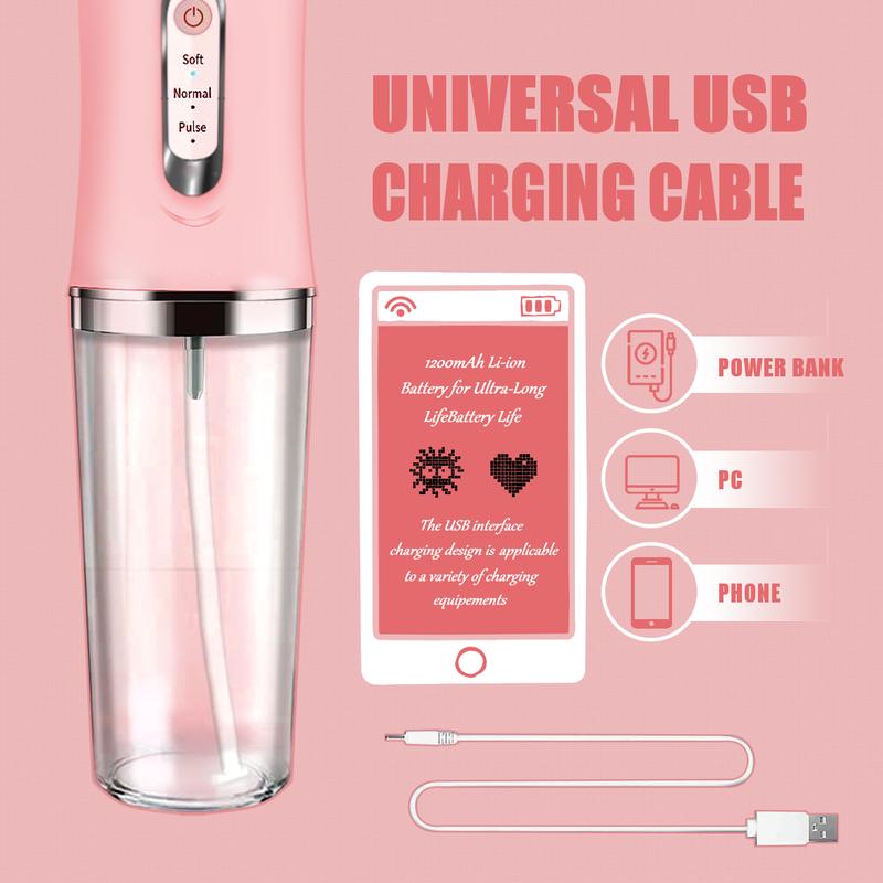 ETHME Christmas Gifts Pink Burst Water Flosser Portable Teeth Cleanser for Braces, Upgraded Cordless Dental Hygiene Flossing for Travel Oral Irrigator