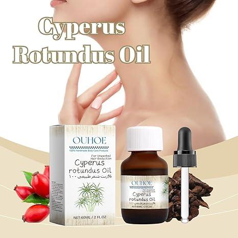 OUHOE 100% Pure Cyperus Oil 60ml with Dropper, Cyperus Rotundus Oil for Hair Removal, Moisturize and Nourish for Skin