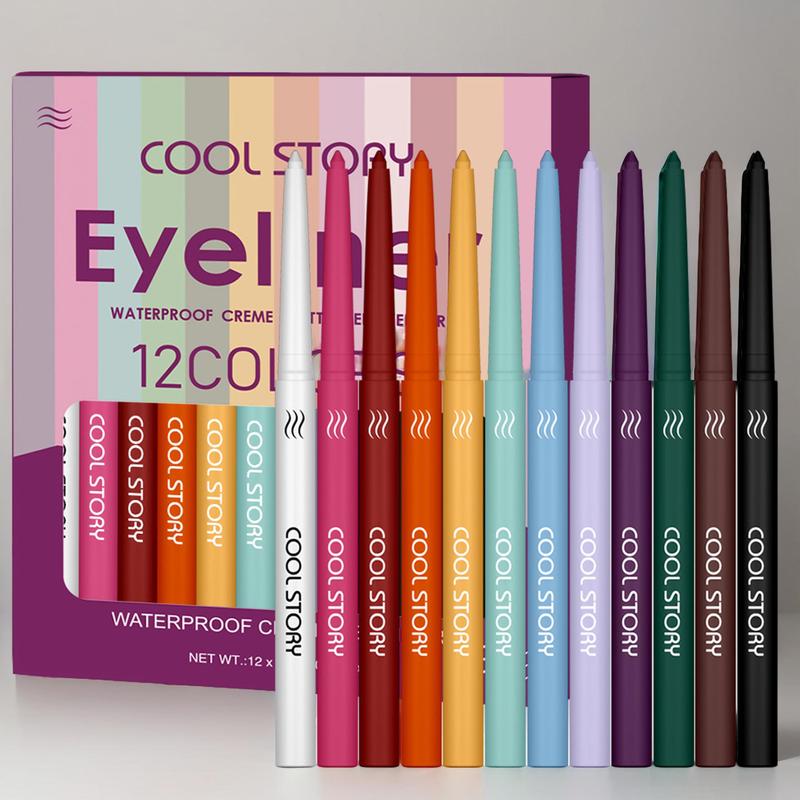 Waterproof Eyeliner Gel Pencil, 12pcs set Long Lasting Shimmering Matte Eyeliner, Professional Daily Makeup Accessories