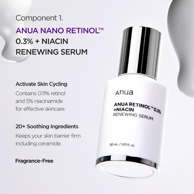 [Anua Official Shop] Gentle Retinol Duo (Retinol Serum + Hydrating Cream) ｜PM Skincare products for Signs of Aging, Niacinamide + Retinol Complex