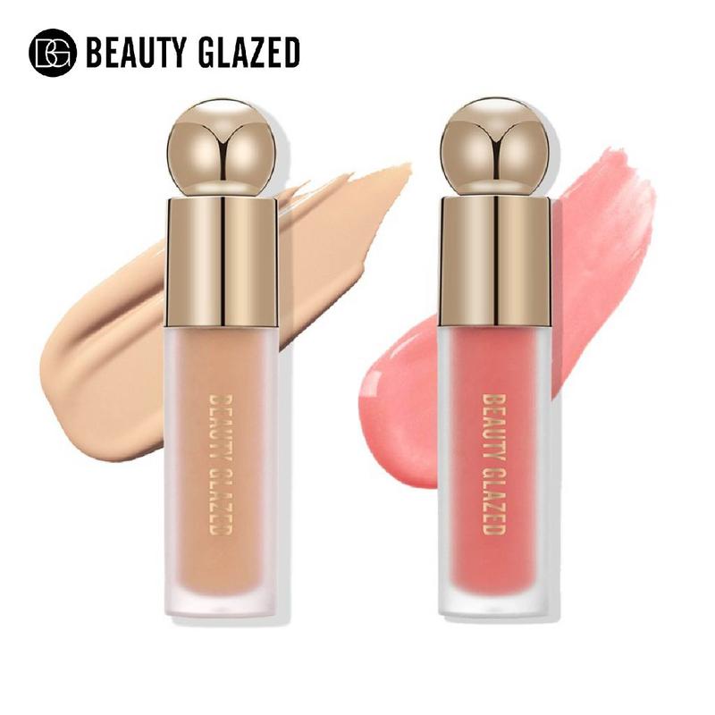 Liquid Blush and Fullcoverage Concealer, 2 Colors,Natural matte liquid blush,Silky Lightweight Blendable, Beginner Makeup Set