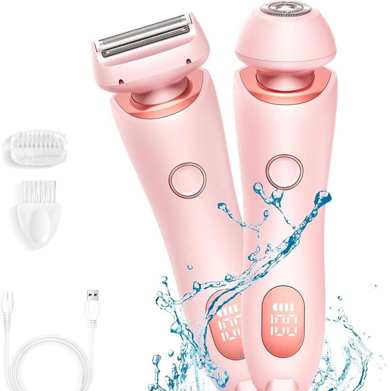 2 in 1 Electric Shaver for Women, 1 Box Rechargeable Hair Removal Tool for Women's Pubic Hair Legs Face, Wet & Dry Use Bikini Trimmer for Women