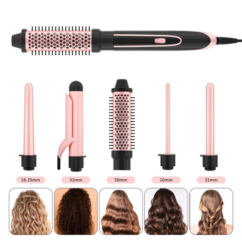 Heikki Vision Hair Curling Irons Set, Interchangeable Ceramic Hair Curling Wand & Hair Curler Brush & Insulated Gloves & Hair Clips, Instant Heating Hair Styling Tool for Home & Salon Use, Hair Waver, Hair Styling Tools, Christmas Gift