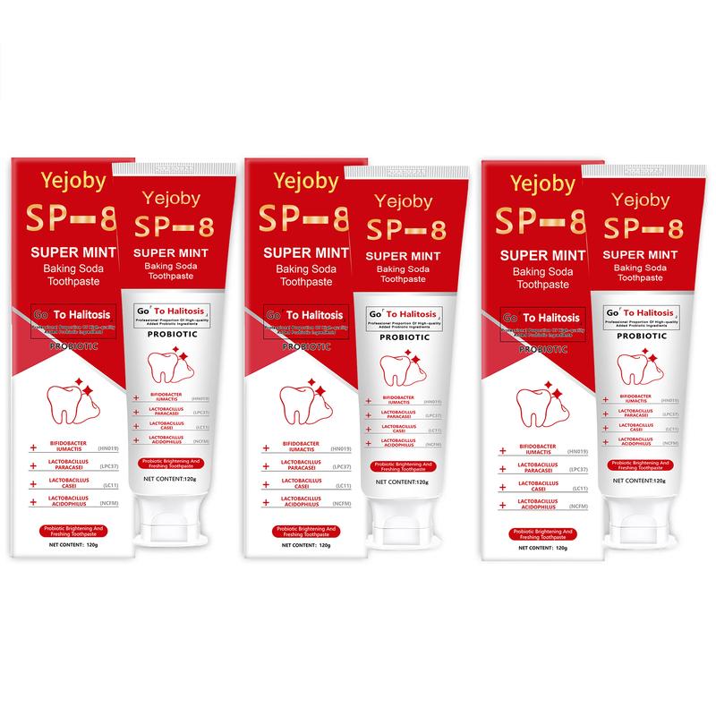 (3 Counts only 19.99$) SP-8 Triple Whitening Probiotic Whitening Toothpaste, Free of Fluoride, Hydroxyapatite, Anti plaque, Oral Health Management,sp-8,sp-6,sp8,sp6