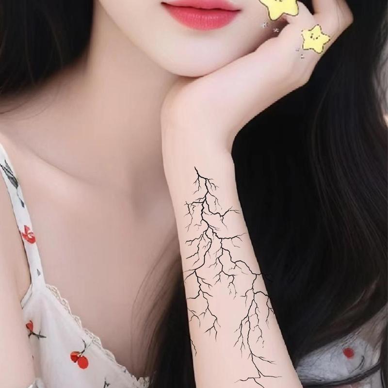 Black Thorn Pattern Temporary Tattoo Sticker, 1 Count Waterproof Fake Tattoo Sticker, Body Art Decoration for Men & Women