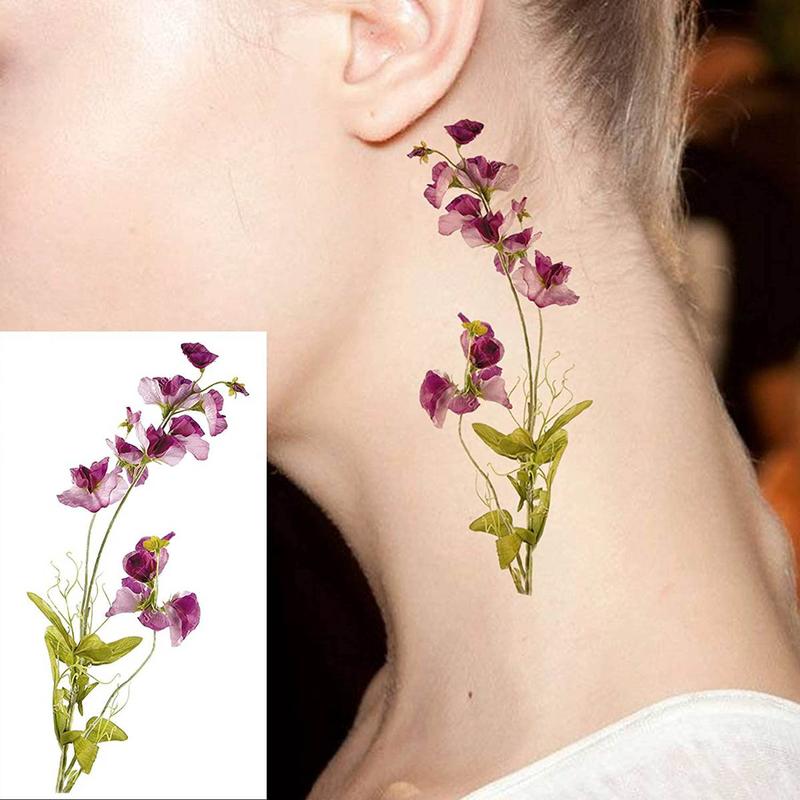 Flower Pattern Temporary Tattoo Sticker, 12pcs Waterproof Fake Tattoo Sticker, Realistic Tattoo Sticker for Women & Men, Body Art Sticker