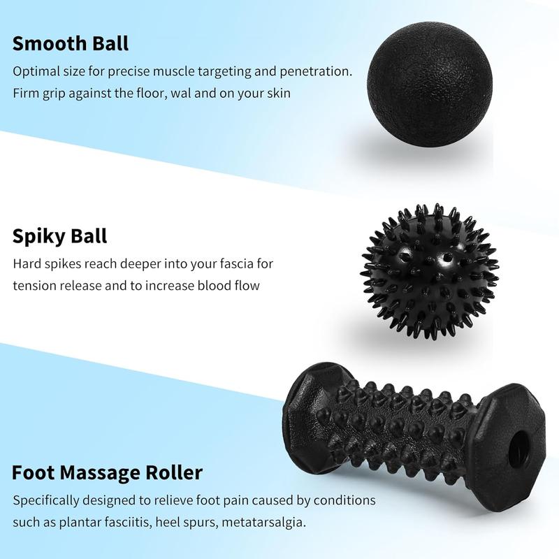 Plantar Fasciitis ,Foot Roller ,Massage Lacrosse Ball,Spiky Ball  Set for  Plantar Fasciitis,Foot Arch and Heel ,Neuropathy  ,Deep Tissue  Massage