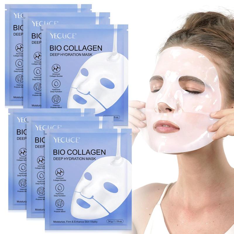 Collagen Deep Hydration Mask, 6 Counts box Moisturizing Sleeping Mask, Hydrating Facial Mask, Face Mask for Women & Men