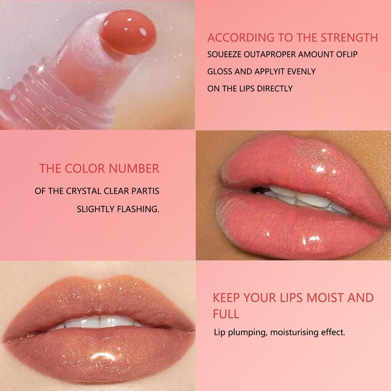 Long-lasting Moisturizing Lip Gloss, Glossy Lip Glaze Stick, Smudge-proof Plumping Lip Oil Lip Stick for All Occasions Makeup