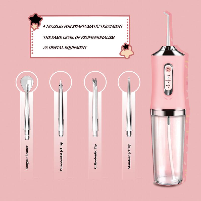 ETHME Christmas Gifts Pink Burst Water Flosser Portable Teeth Cleanser for Braces, Upgraded Cordless Dental Hygiene Flossing for Travel Oral Irrigator