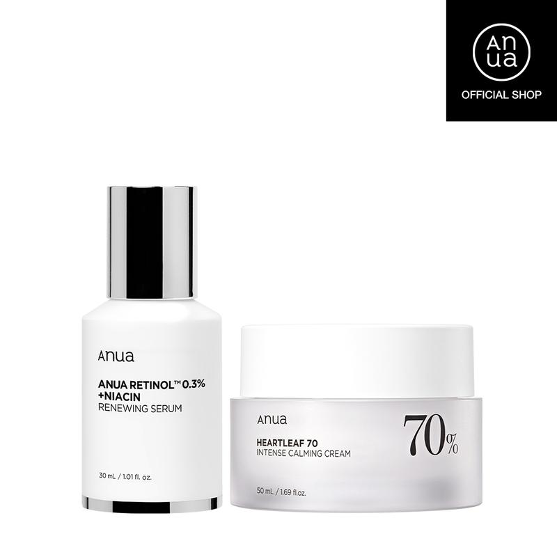 [Anua Official Shop] Gentle Retinol Duo (Retinol Serum + Hydrating Cream) ｜PM Skincare products for Signs of Aging, Niacinamide + Retinol Complex