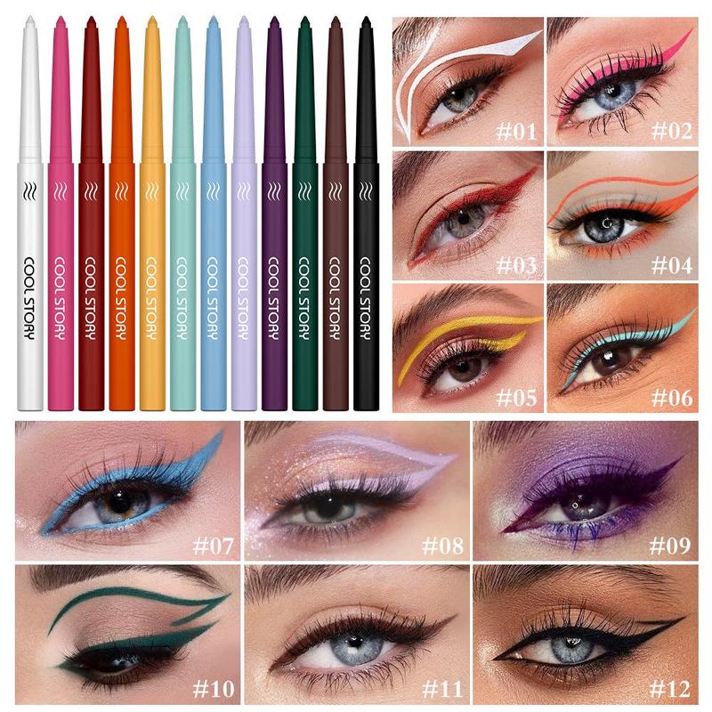 Waterproof Eyeliner Gel Pencil, 12pcs set Long Lasting Shimmering Matte Eyeliner, Professional Daily Makeup Accessories