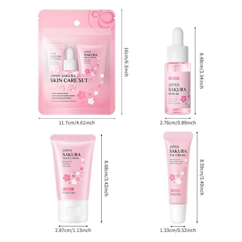 Sakura Facial Skincare Set, Summer Gifts, Facial Serum, Eye Cream & Face Moisturizer, Portable Hydrating Skincare Products, Good Molecules Skincare Travel Sets