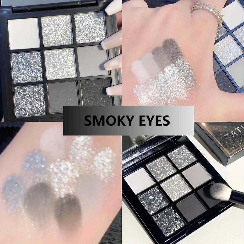 Matte Glitter Eyeshadow Palette, Smoky Eye Shadows Palette, Glittering Colorful Soft Eye Makeup Powder Palette, High Pigmented Blendable Eyeshadow Powder