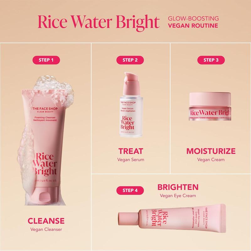 The Face Shop Rice Water Bright Travel Kit, Korean Skin Care Set with Ceramide , Hydrating for Dry Skin, Daily Face Moisturizer Moisture Nourishing