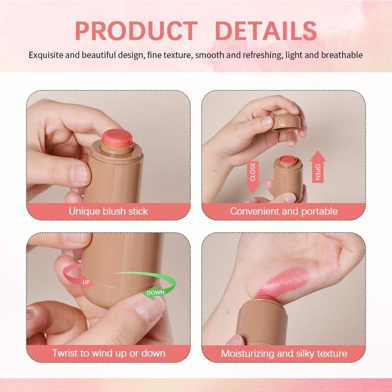 Long Lasting Blush Stick, 2 Counts set Highly Pigmented Silky Blush Stick, Waterproof Blusher, Natural Nude Rouge Blush, Makeup Accessories, Boyfriend Gift, Christmas Gift