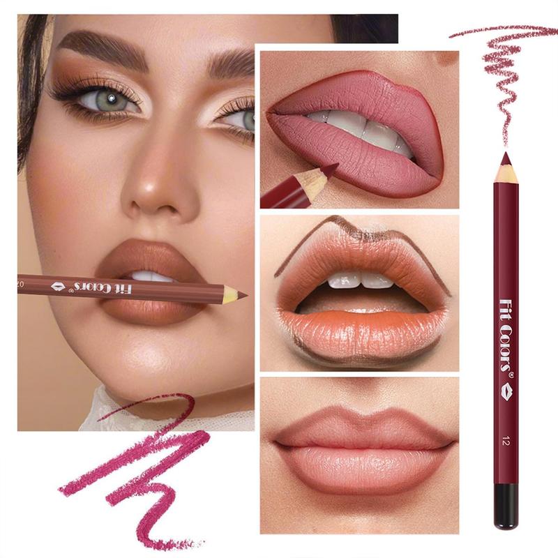 Long Lasting Lip Liner Set, 12pcs set Matte Lip Pencil, Easy Coloring Lip Liner Pen, Suitable for All Occasions Lip Makeup, Girls Makeup Accessories