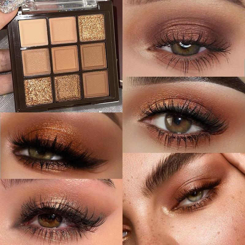 Neutral Brown Eye Shadow palette- Rose Gold Dark Brown Eyeshadow Palette Colorful 9 Colors,Shimmer Highly Pigmented Nude Eyeshadow Palette Makeup Naturing-Looking Long Lasting