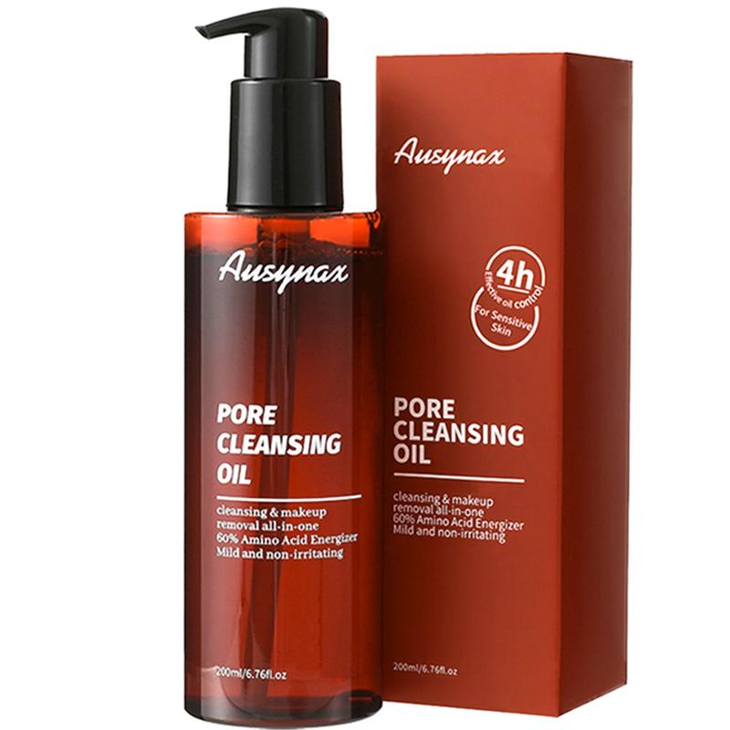 Ausynax Pore Cleansing Oil Gentle, Double cleansing two-in-one.BlackheadCleanser and Makeup Remover for Sensitive Skin,Melts Makeup, Sunscreen and Environmental Pollutants,6.76 fl.oz. Smooth Exfoliate Plant Cosmetic