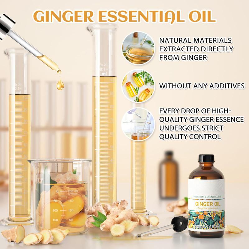 Ginger Oil 4 Fl Oz, Pure Ginger Essential Oil for Massage, Skin, Diffuser - 118ml Body Care Scented