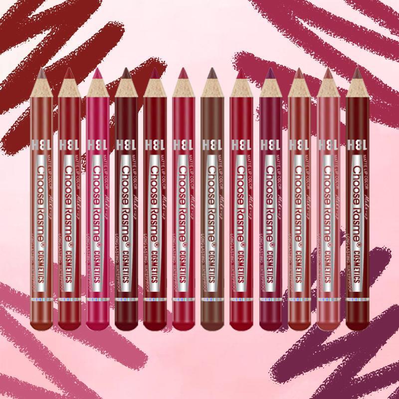 Long Lasting Lip Liner Set, 12pcs set Matte Lip Liner, Easy Coloring Lip Makeup Pencil, Moisturizing Lip Liner, Suitable for All Occasions Lip Makeup, Girls and Women Makeup Accessories