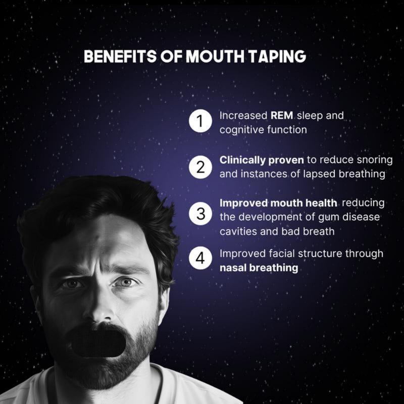 Mouth Tape for sleep (60 Pcs) Black Soft Grade Fabric,Strong Hypoallergenic Adhesive, Two Month Supply Oral