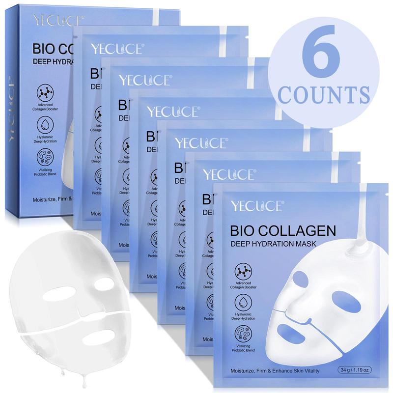 Collagen Deep Hydration Mask, 6 Counts box Moisturizing Sleeping Mask, Hydrating Facial Mask, Face Mask for Women & Men