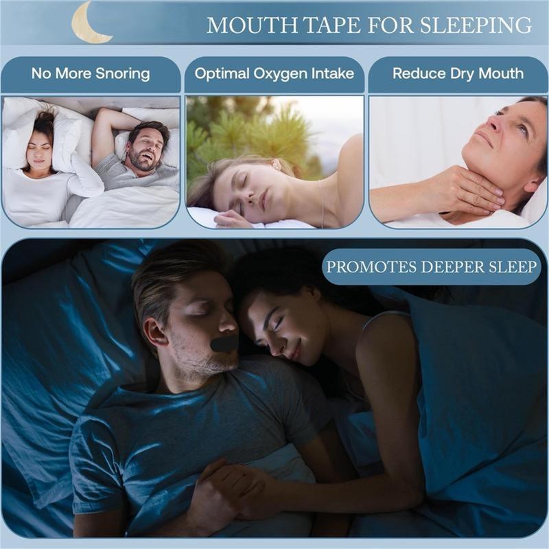 Mouth Tape for sleep (60 Pcs) Black Soft Grade Fabric,Strong Hypoallergenic Adhesive, Two Month Supply Oral