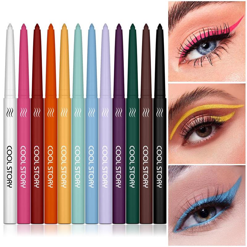 Waterproof Eyeliner Gel Pencil, 12pcs set Long Lasting Shimmering Matte Eyeliner, Professional Daily Makeup Accessories