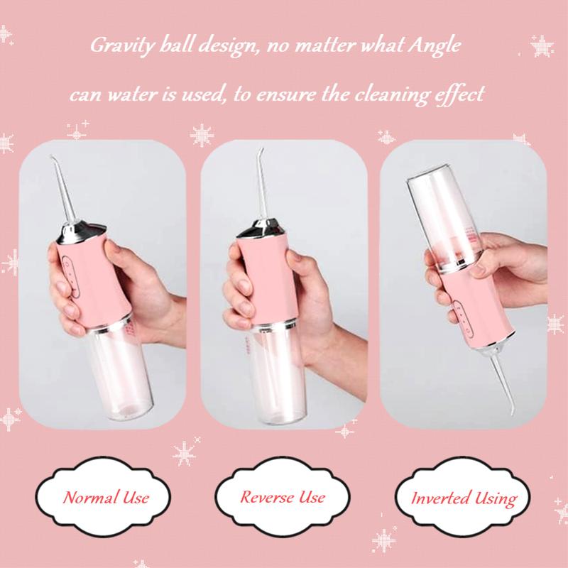 ETHME Christmas Gifts Pink Burst Water Flosser Portable Teeth Cleanser for Braces, Upgraded Cordless Dental Hygiene Flossing for Travel Oral Irrigator