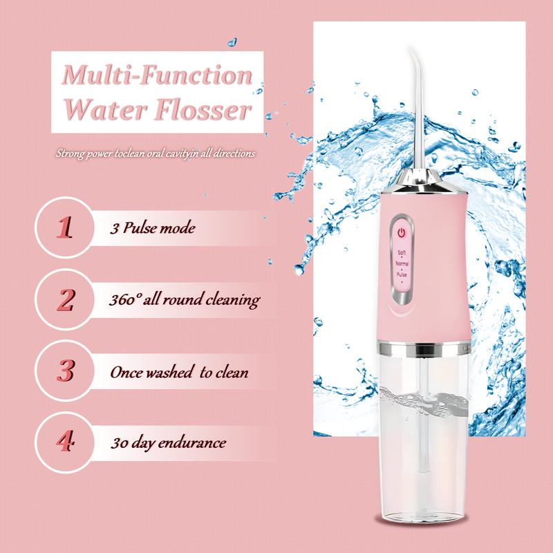 ETHME Christmas Gifts Pink Burst Water Flosser Portable Teeth Cleanser for Braces, Upgraded Cordless Dental Hygiene Flossing for Travel Oral Irrigator