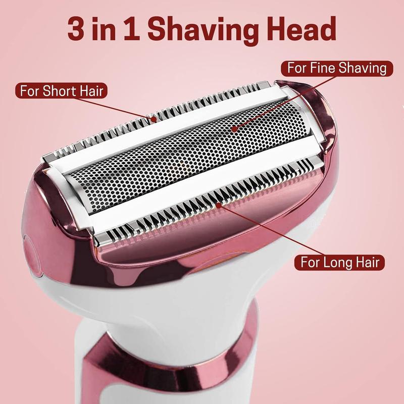 4 in 1 Electric Shaver, 1 Set Portable Hair Removal Machine, Cordless Hair Trimmer for Women, Men, Girls - Wet Dry Use with Detachable Head