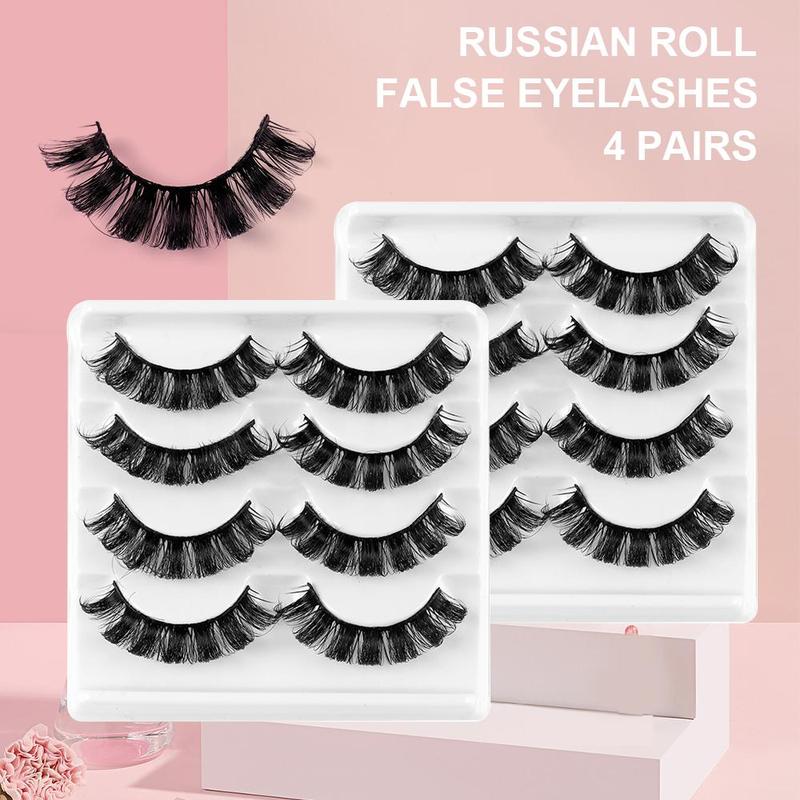 Dramatic False Lash Clusters, 4 Pairs Natural Look Lashes Extensions, Portable Makeup Products for Women Girls