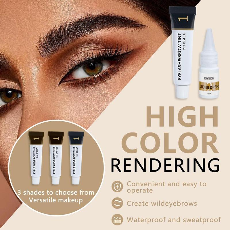 Eyebrow Dyeing Cream, 1 Box Waterproof Eyebrow Dyeing Cream & Developer & Tools, Long Lasting Eyebrow Dyeing Kit for Women & Men