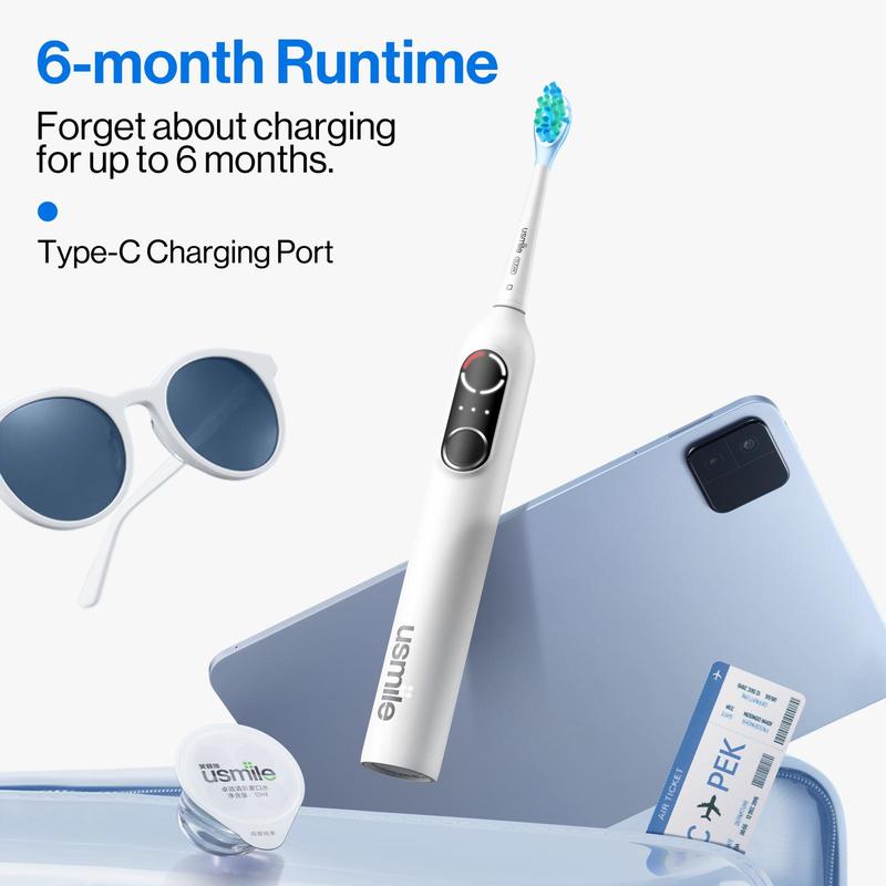 usmile P10 Pro Sonic Electric Toothbrush with USB-C Rechargeable and Pressure Control, Lasting 6 months on Single Charge