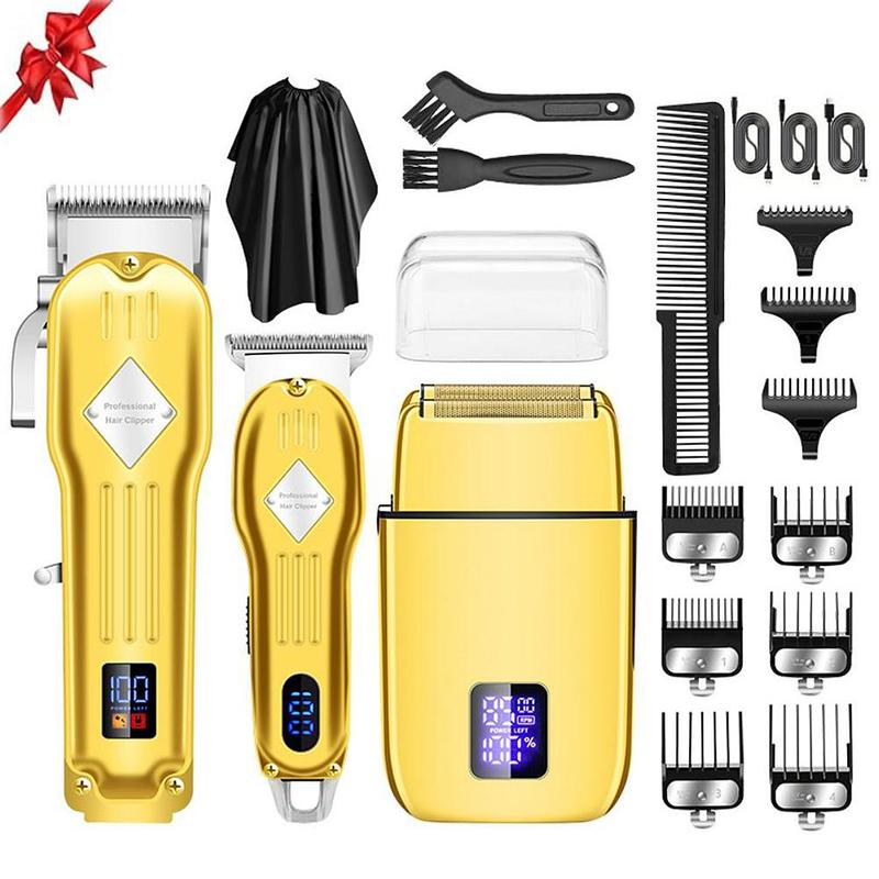 3 in 1 Electric Shaver Kit with Digital Display, 1 Set Multi-use Rechargeable Hair Clipper Set with Accessories, Electric Beard Hair Trimmer for Men, National Day Offers, Christmas, Christmas Gift