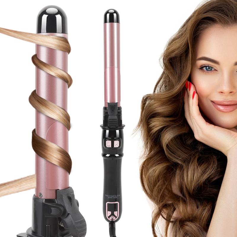 Rotating Hair Curler Curling Wand 28mm 1.1 Inch Curling Irons Hair Waver 30s Instant Heat-Up, Anti-Scald & Dual Voltage with LCD Temp Display 28mm Adjustable Comfort Salon