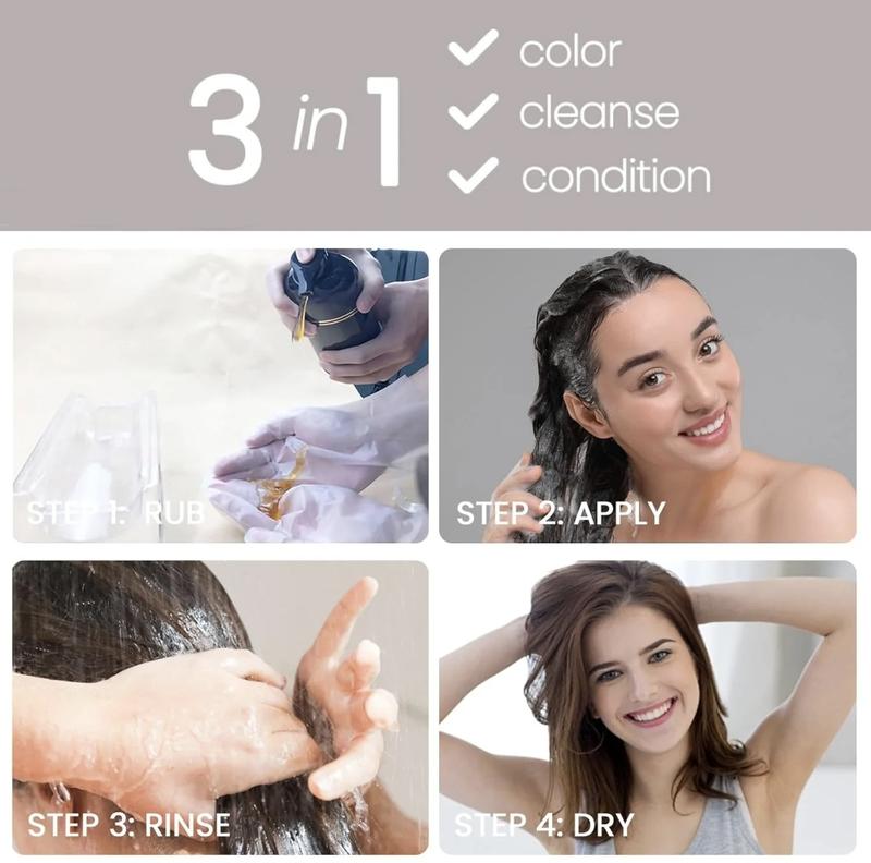 3 in 1 Hair DyeShampoo-Can cover gray hairs,HerbalIngredients Natural Shampoo,ContainsGinseng Extract,Plant Haircare，Natural Haircoloring color shampoo hair dye shampoo Gentle Gift Salon