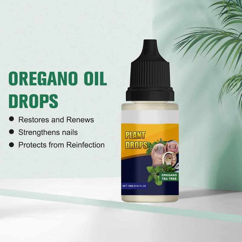 Plant Drops for Nails Care, Oregano Tea Tree, Tea Tree and Oregano Oil for Toenail 10 ml 0.34 Fl.oz, Nail Care Solution for Thick, Broken, Discolored or Damaged Nail