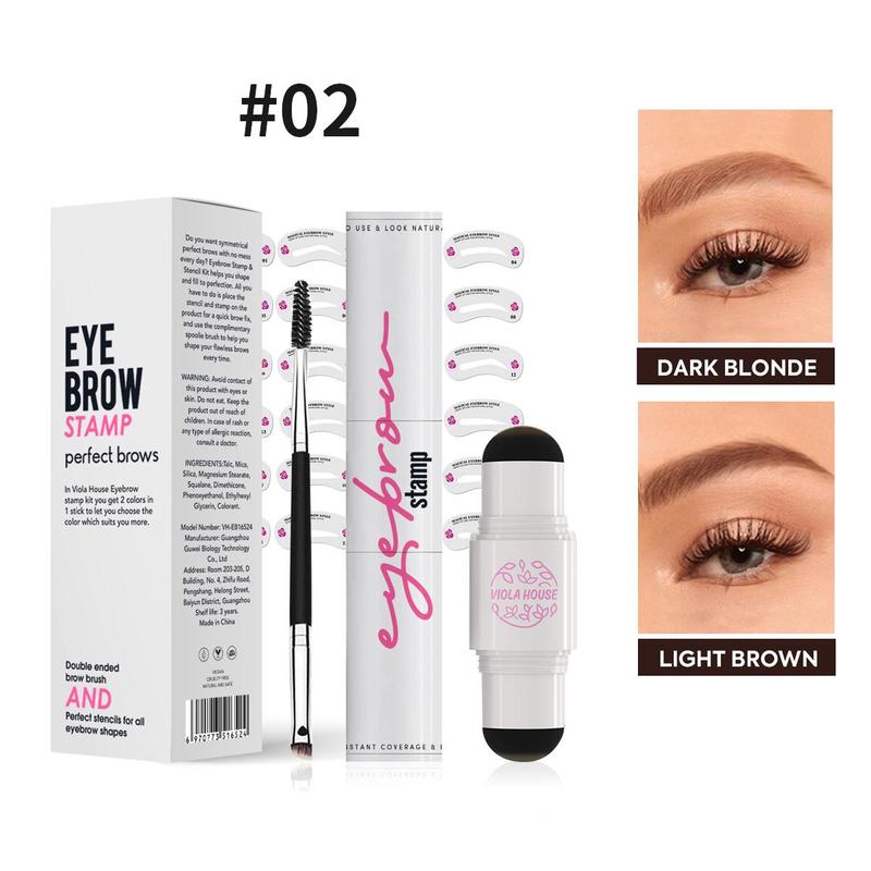 Eyebrow Makeup Kit, 1 Count Double-ended Eyebrow Stamp & 1 Count Eyebrow Brush, Long Lasting Eyebrow Makeup Tool, Eye Brow Styling Brush, Brow Shading & Filling Powder, Eyebrow Makeup Products